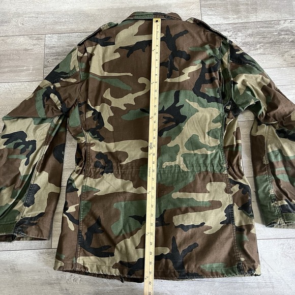VTG 90s US Military Cold Weather Field Coat Medium Long Woodland USAF M-65 - Picture 10 of 11